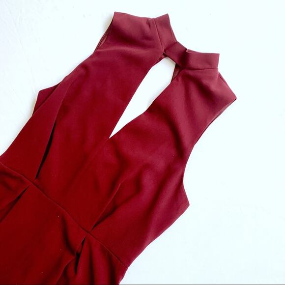 TOPSHOP Sleeveless Romper Keyhole Halter Sleeveless Size 2 Burgundy Red - Picture 6 of 7